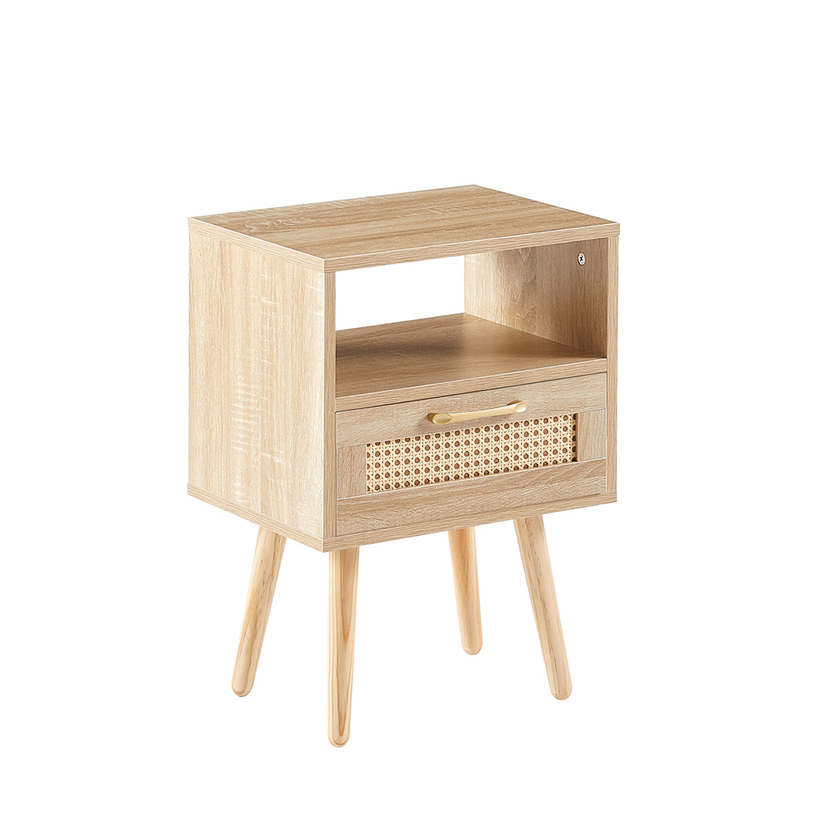 Rattan End Table with Drawer Natural Finish