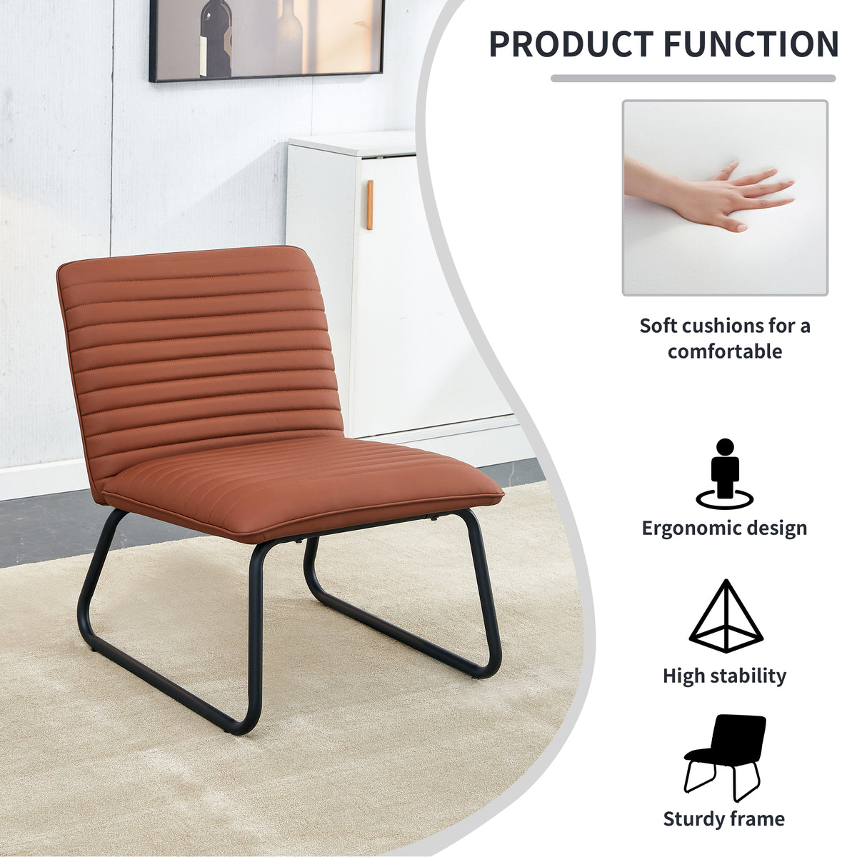Brown Armless Lounge Chair – Black Legs