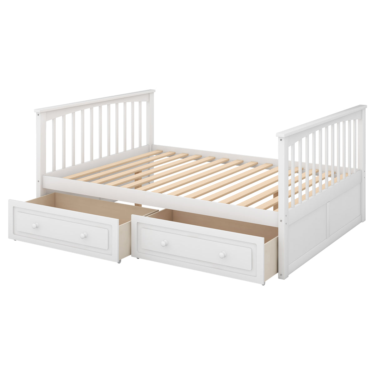 Convertible Full Bunk Bed with Drawers White