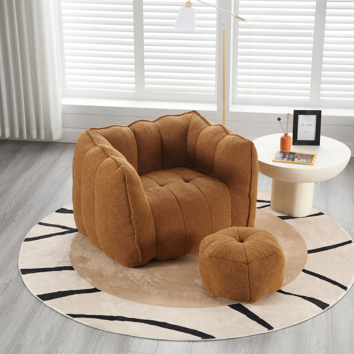 High Resilience Foam Bean Bag Sofa with Footrest