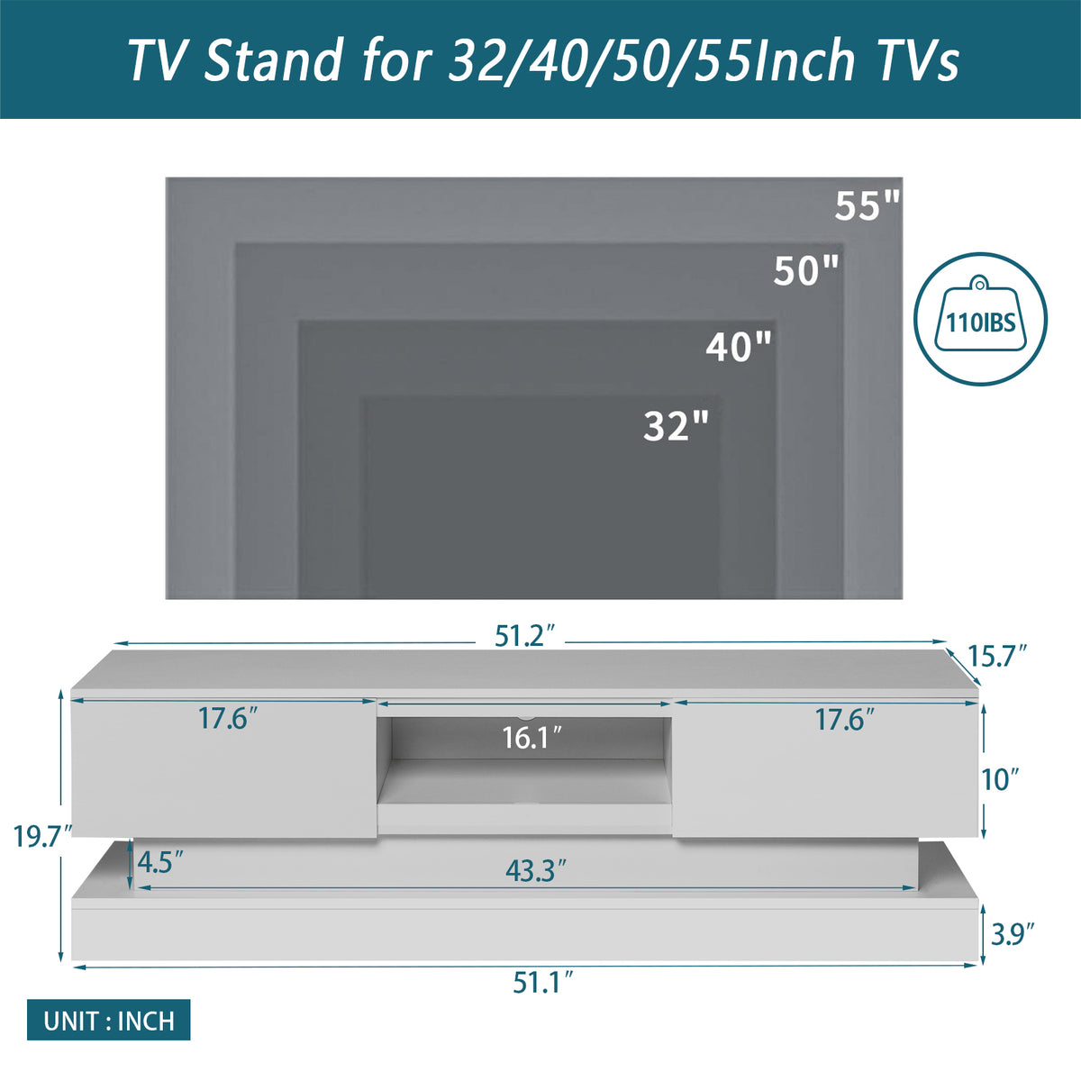 White LED TV Stand High Gloss