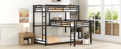 Metal Triple Bunk Bed Black