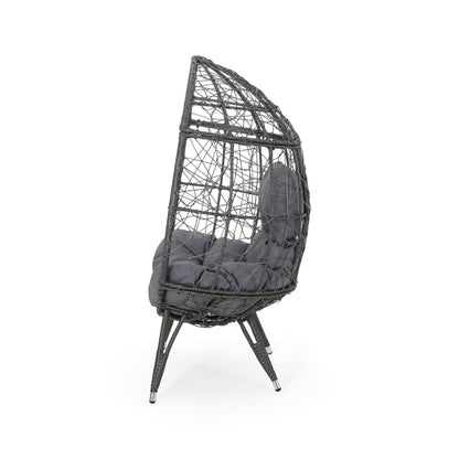 Gianni Teardrop Outdoor Dining Chair – PE Rattan & Iron with Cushion