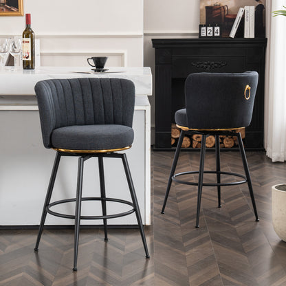 Adjustable Gray Bar Stool Set (2 pcs) – Modern Metal Base