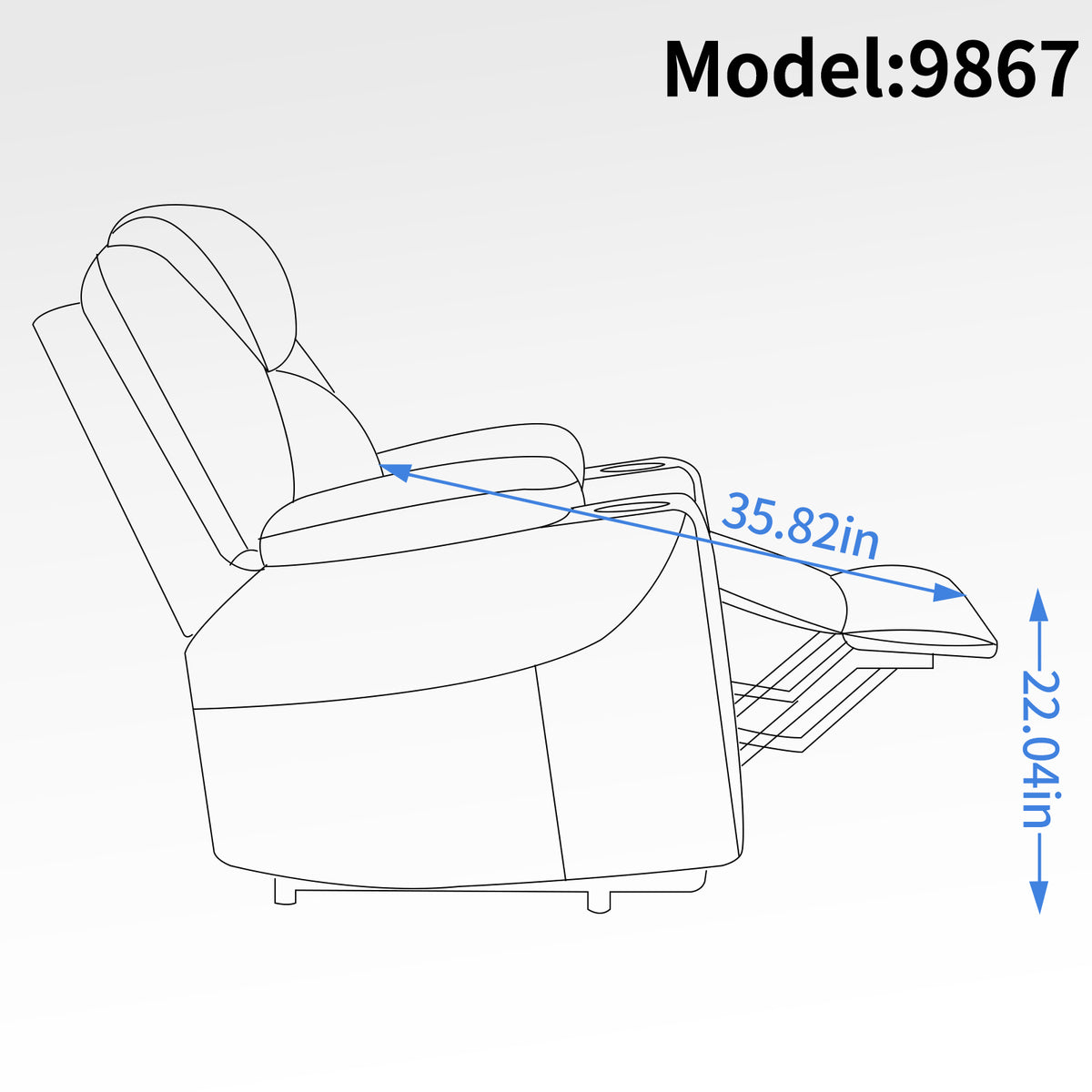 Chenille Power Recliner Chair 350LB Capacity