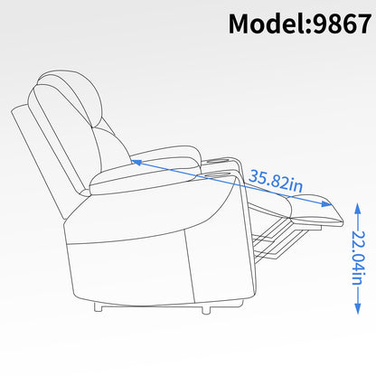 Chenille Power Recliner Chair 350LB Capacity