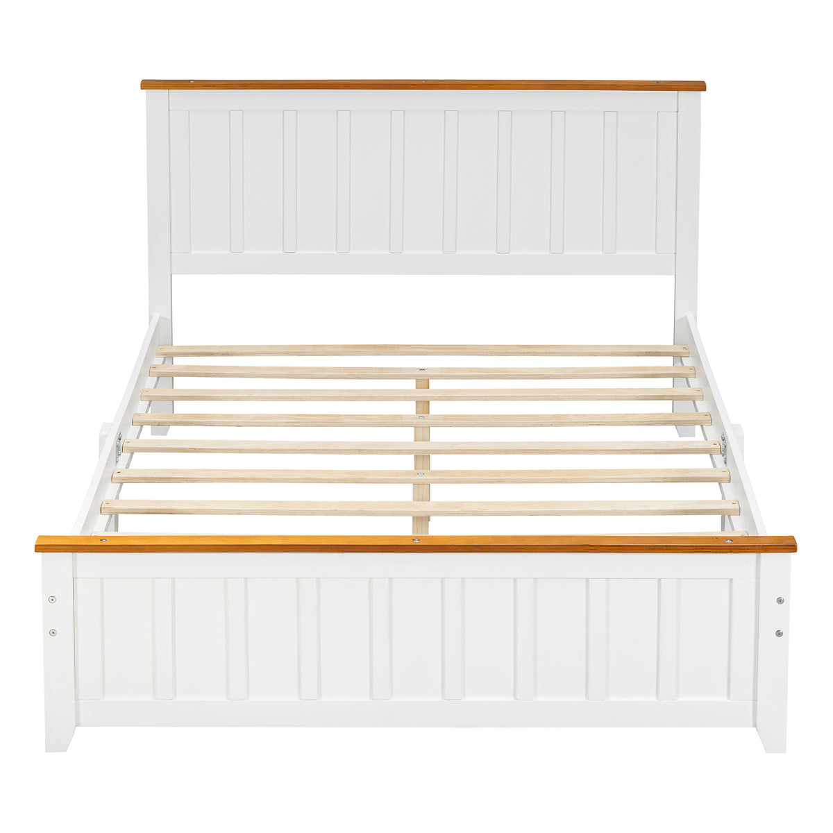 Full Wood Platform Bed with Slat Support White