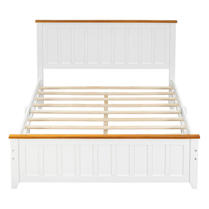 Full Wood Platform Bed with Slat Support White