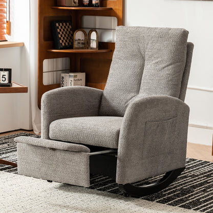 Accent Rocking Chair with Footrest Beige