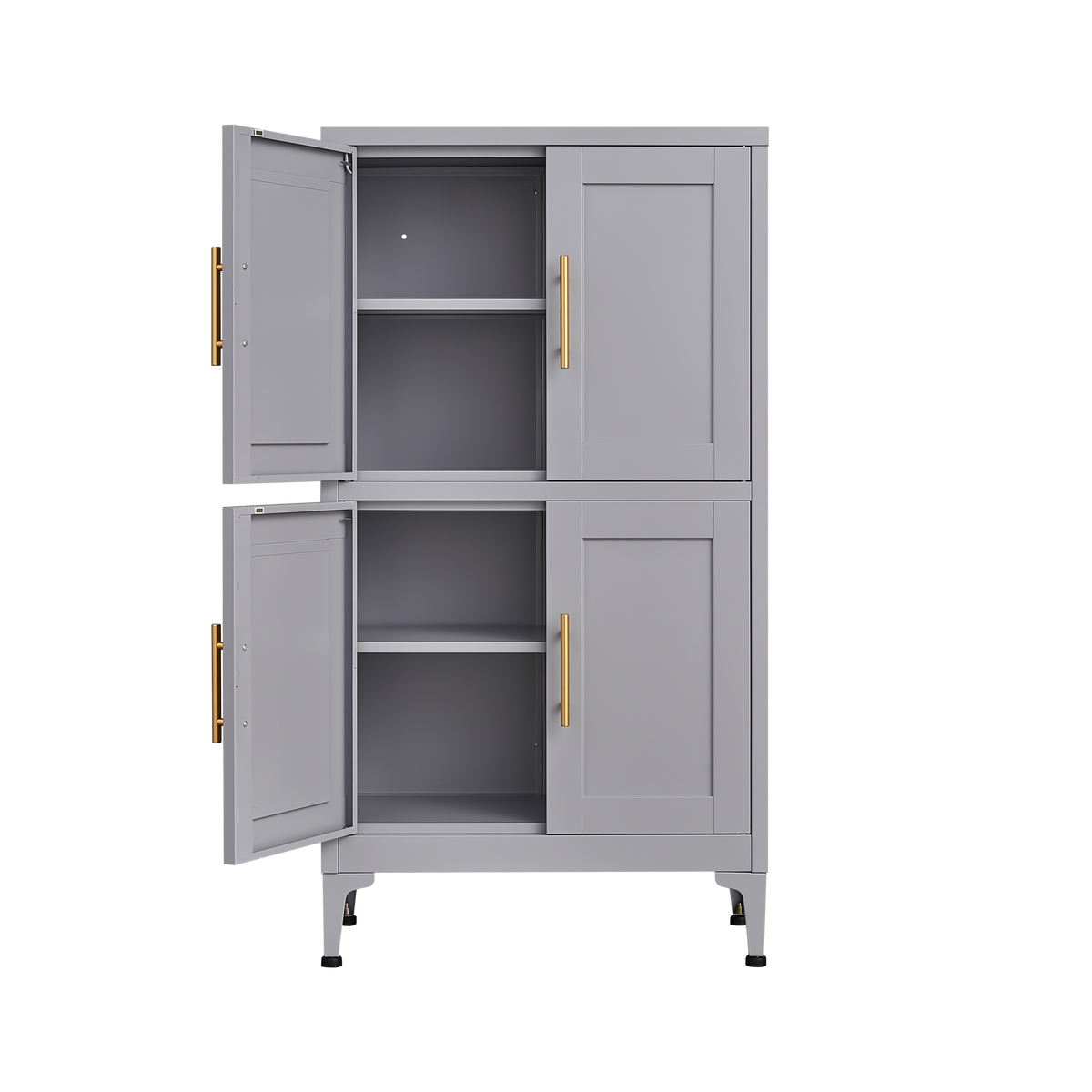 Grey Metal Kitchen Storage Cabinet with Doors