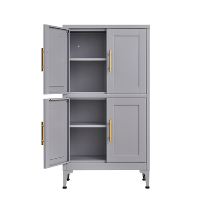 Grey Metal Kitchen Storage Cabinet with Doors