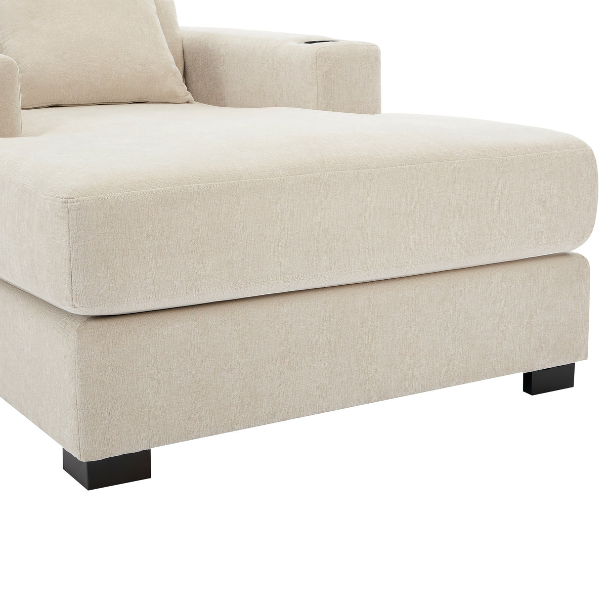 Oversized Chaise Lounge with Pillows Cream