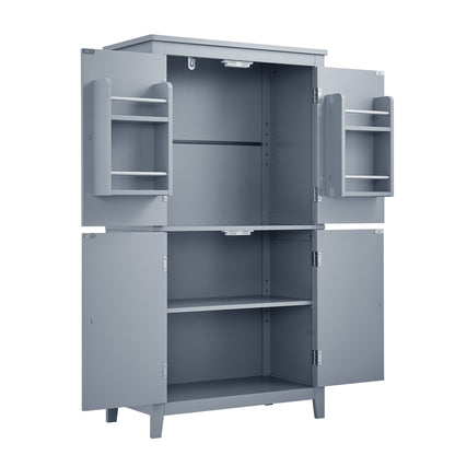 Gray Bathroom Floor Cabinet with Adjustable Shelves