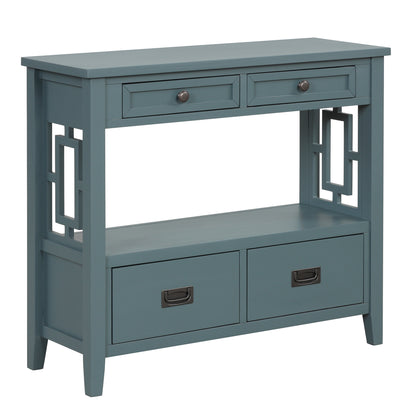 36-Inch Blue Farmhouse Console Table with Drawers