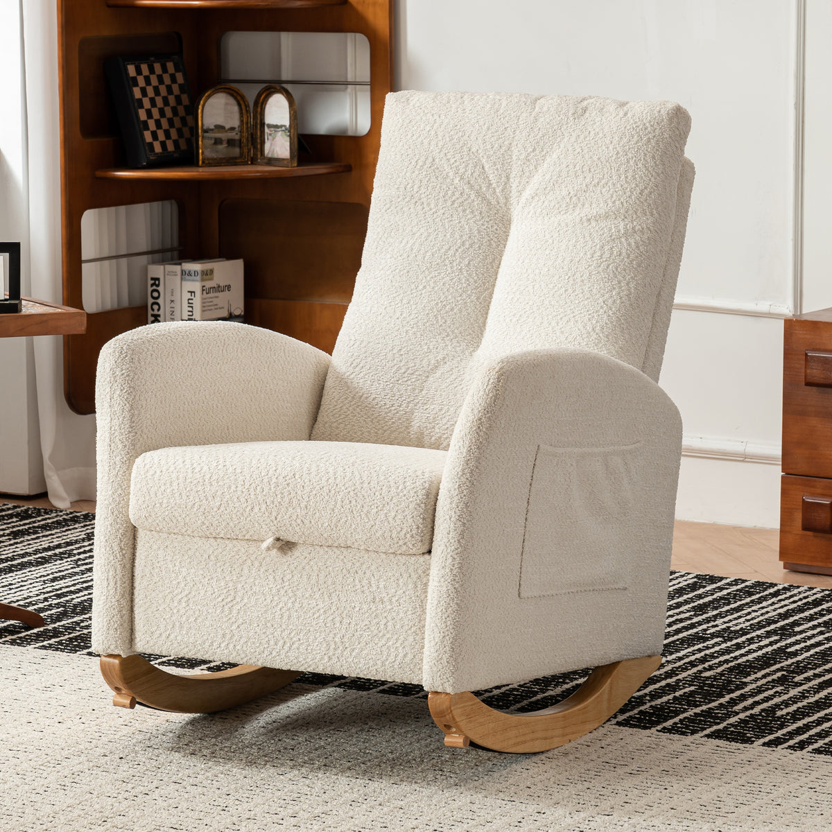 Rocking Accent Chair with Rubber Wood Frame