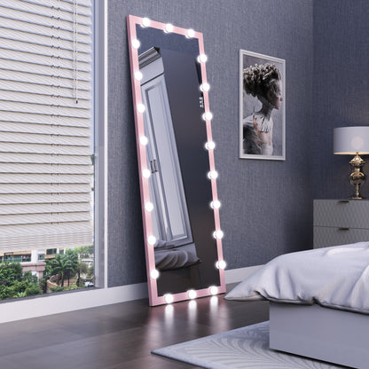 Hollywood LED Floor Mirror with Stand Pink