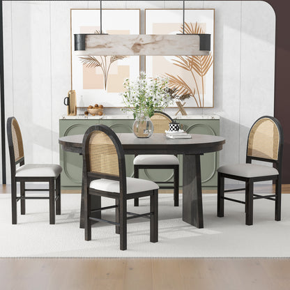 Retro Dining Set (5 pcs) – Espresso Finish