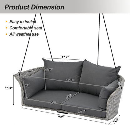 Hanging Swing Chair with Ropes Wicker Cushion