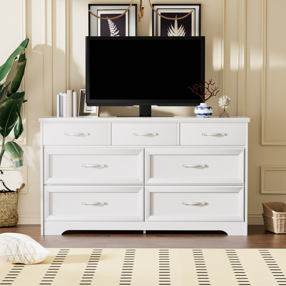 Modern 3-Drawer Dresser with Metal Pulls