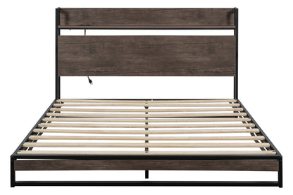 Platform Queen Bed with Storage and Support Frame