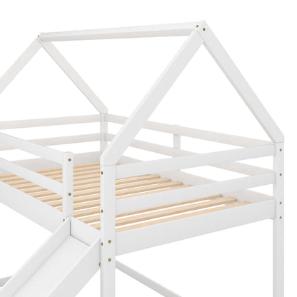 Twin House Bed with Slide White