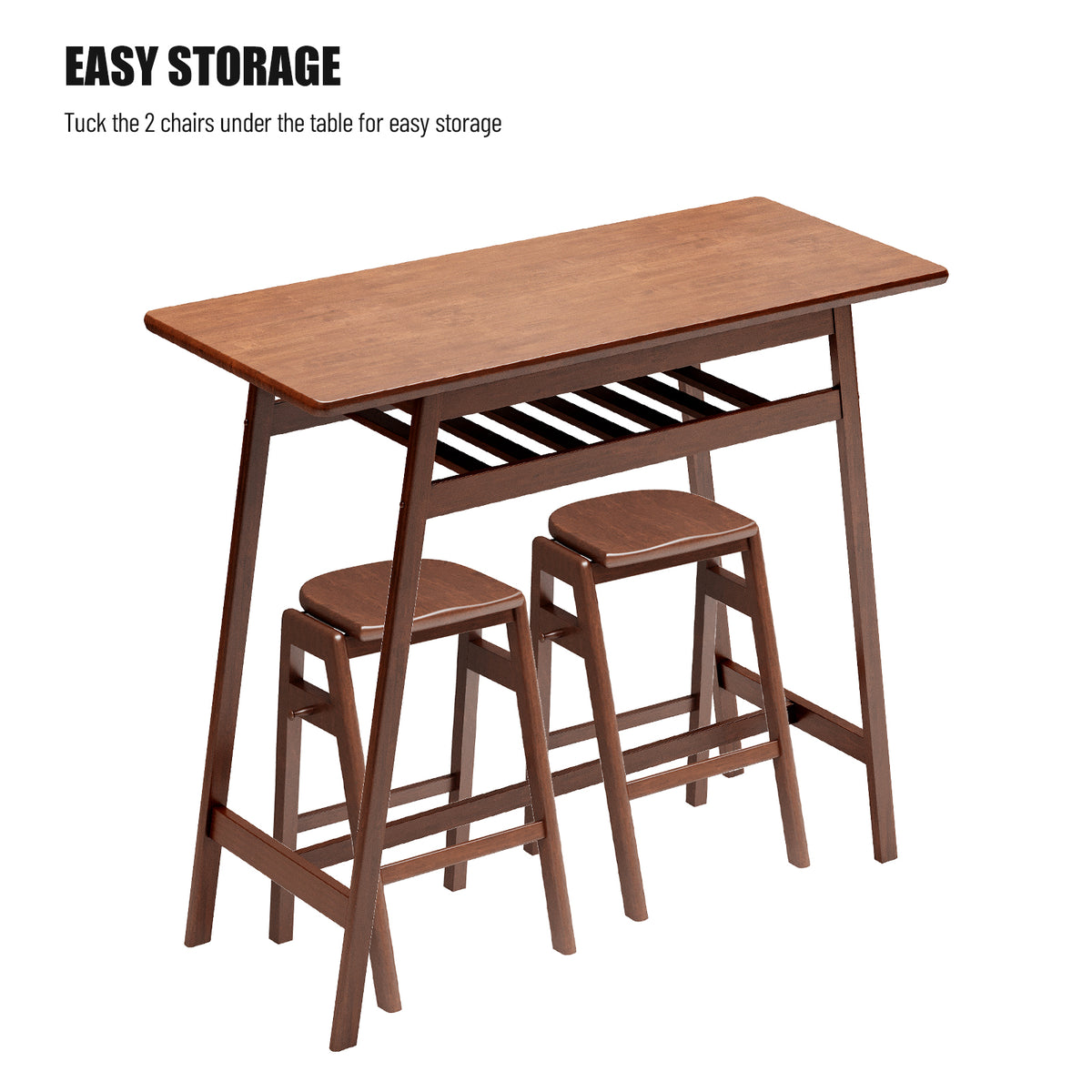 Retro Pub Dining Set (3 pcs) – Antique Brown
