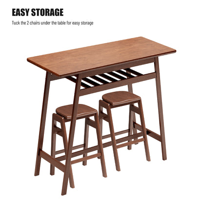 Retro Pub Dining Set (3 pcs) – Antique Brown