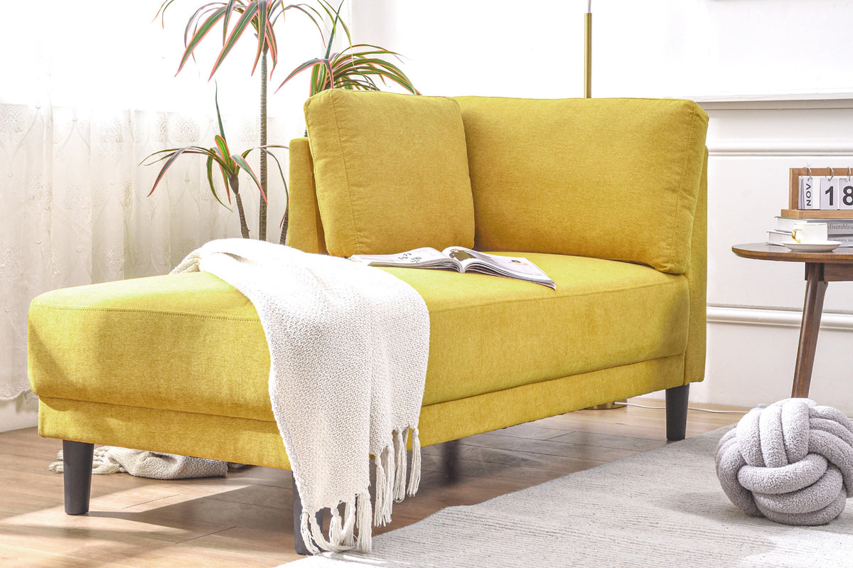 Mid-Century Fabric Chaise Lounge Beige