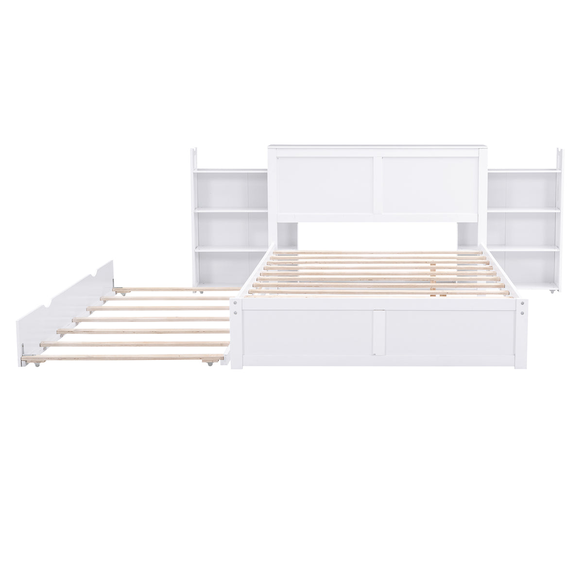 Full Storage Platform Bed with Trundle White