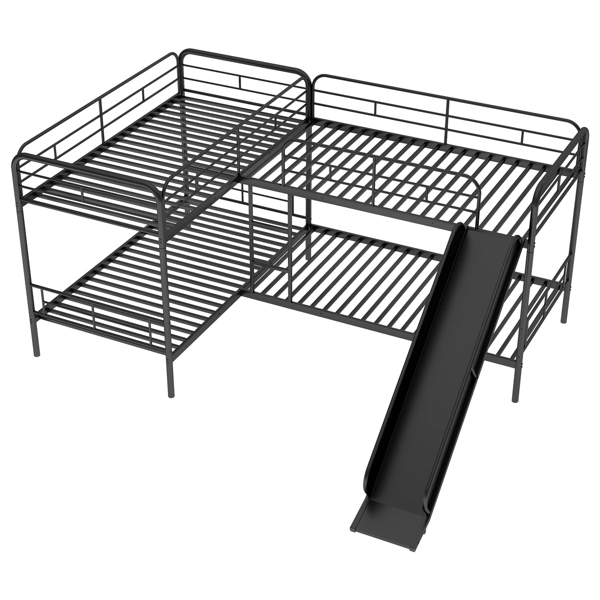 Twin L-Shaped Bunk Bed Black