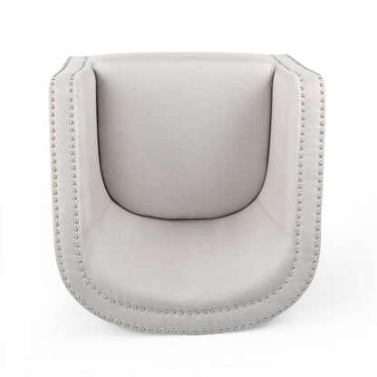 Modern Swivel Lounge Chair – Linen Beige