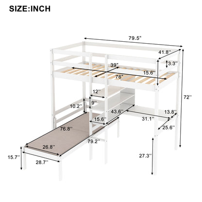 Convertible Loft Bunk Bed with Ladder White