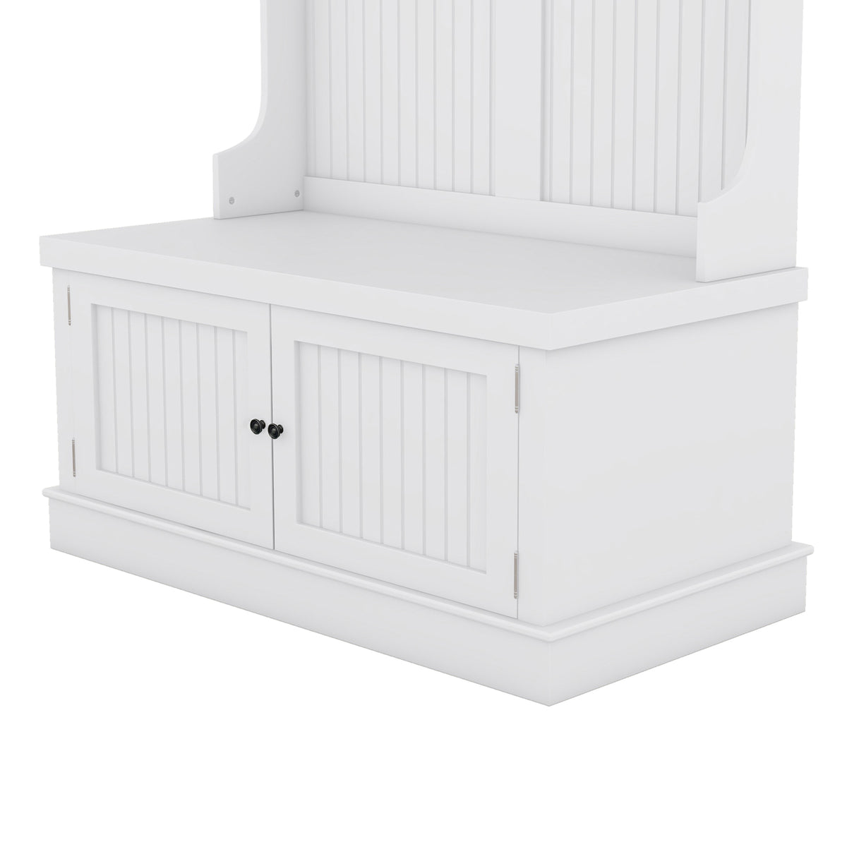 White Hall Tree Bench with Coat Hooks