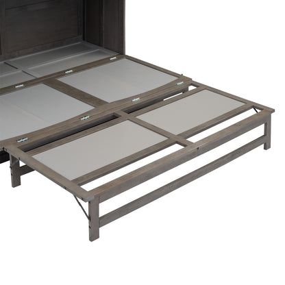 Queen Murphy Bed with Built-In Charging Station – Beige