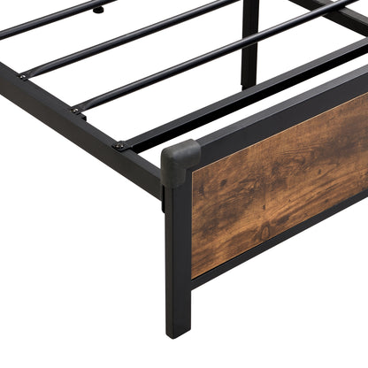 Industrial Storage Bed with LED & USB – Rustic Brown