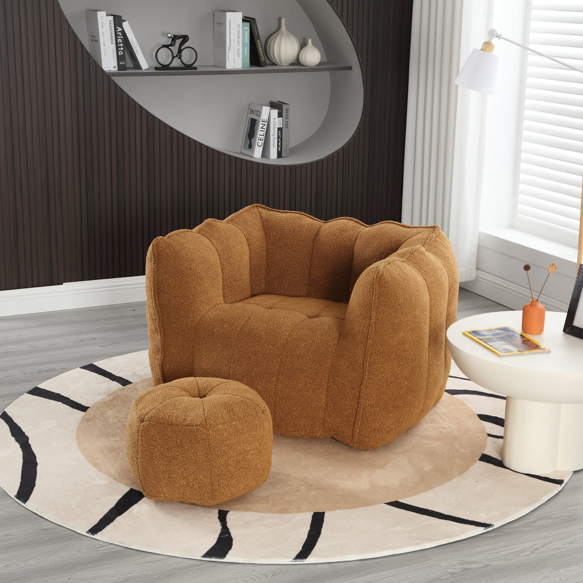 High Resilience Foam Bean Bag Sofa with Footrest