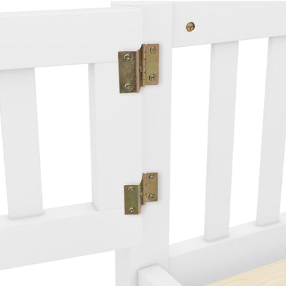 Twin Floor Bed with Guardrails White