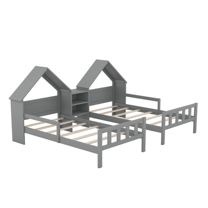 Double Twin Platform Bed Gray
