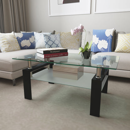 Rectangular Glass Coffee Table – Black