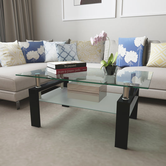 Rectangular Glass Coffee Table – Black