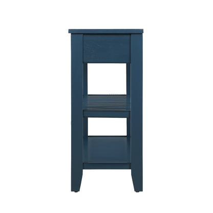 Mid-Century Console Table with Storage Drawers – Navy Blue