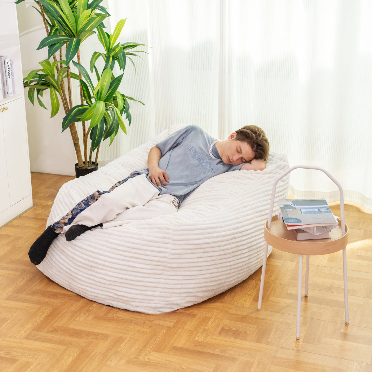 White Faux Fur Bean Bag Chair