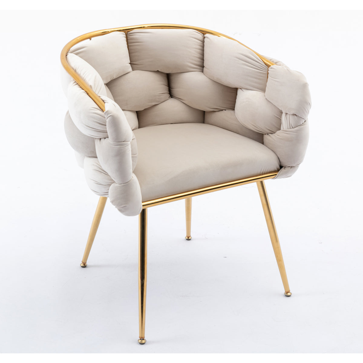 Leisure Velvet Lounge Chair – Beige