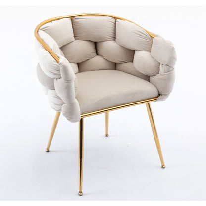 Leisure Velvet Lounge Chair – Beige