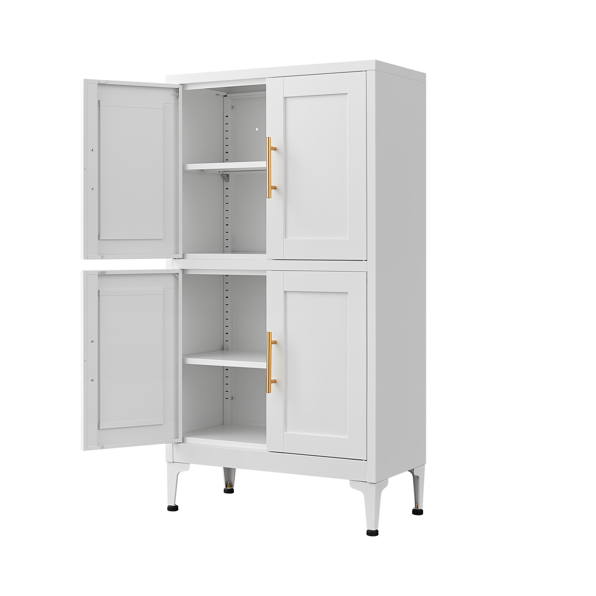 White Metal Kitchen Storage Cabinet Adjustable Shelf