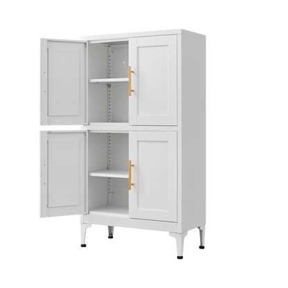 White Metal Kitchen Storage Cabinet Adjustable Shelf