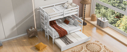 Twin-Full Bunk Bed with Trundle – White