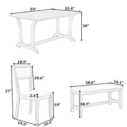 Topmax Farmhouse Dining Set (6 pcs) – White
