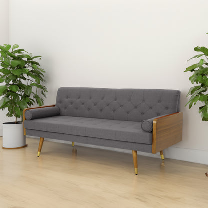 Aidan Mid-Century Tufted Fabric Sofa Gray