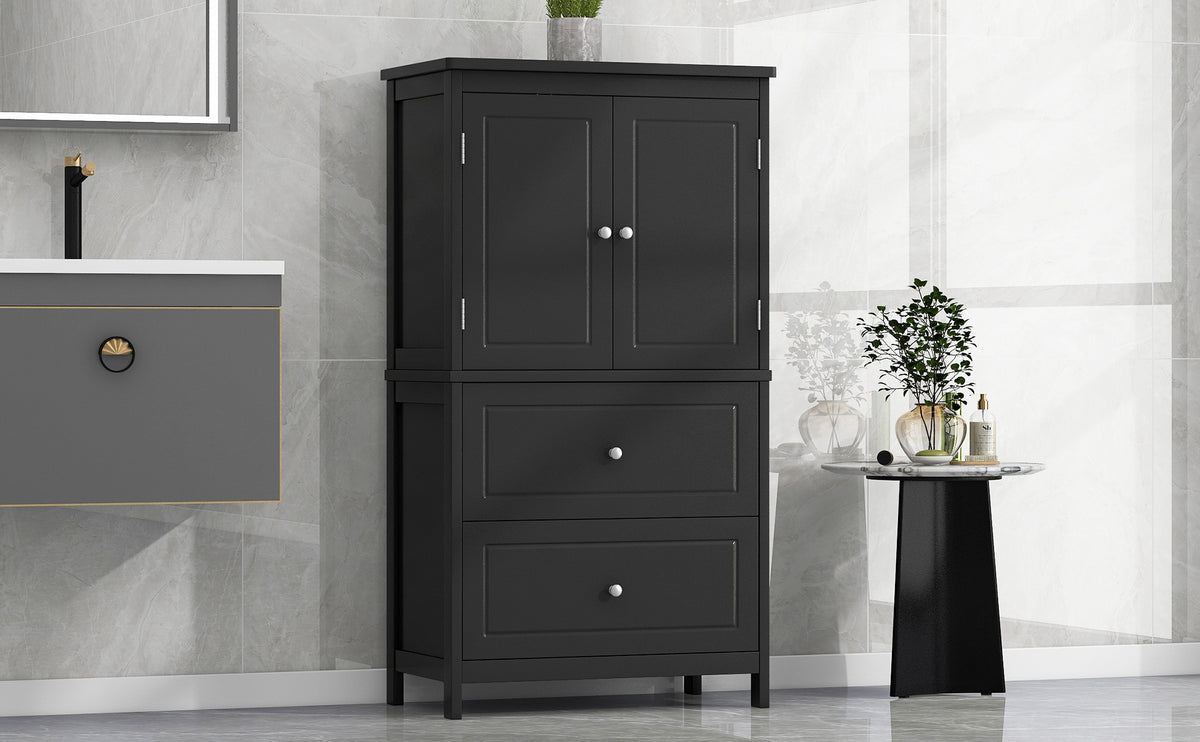 Black Bathroom Storage Cabinet with Drawers